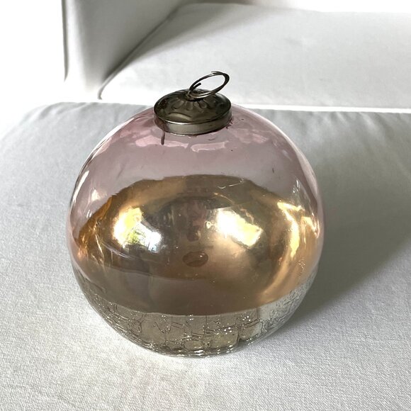 Pier 1 Pink & Silver Crackle Glass Witches Ball-Large Glass Window Ball - Picture 4 of 9